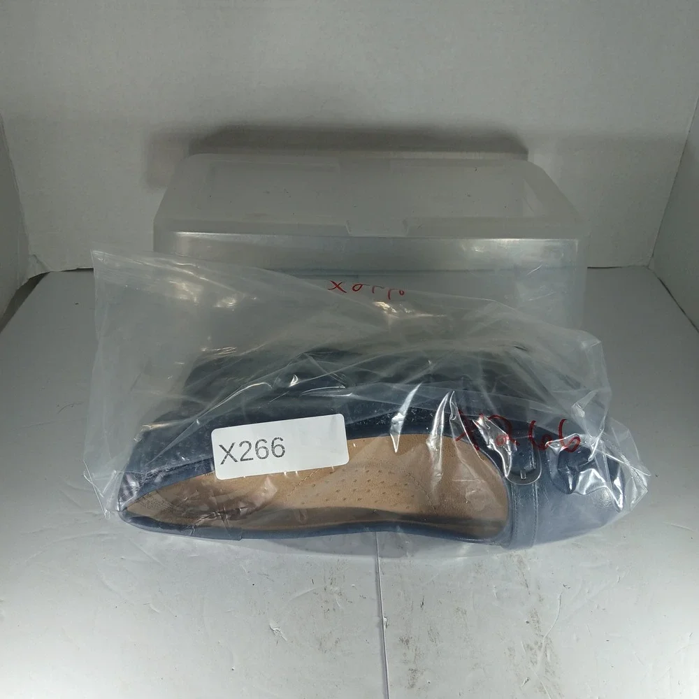 Croft‎ Barrow Ortholite Ballet Flats 7 Navy Blue Boucle Buckle Officecore Preppy